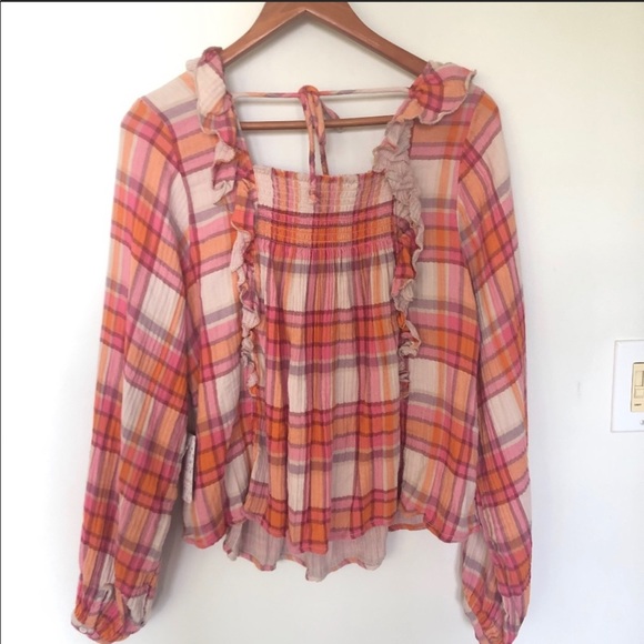 Free People Siena Plaid Square Neck Pullover - Picture 8 of 8